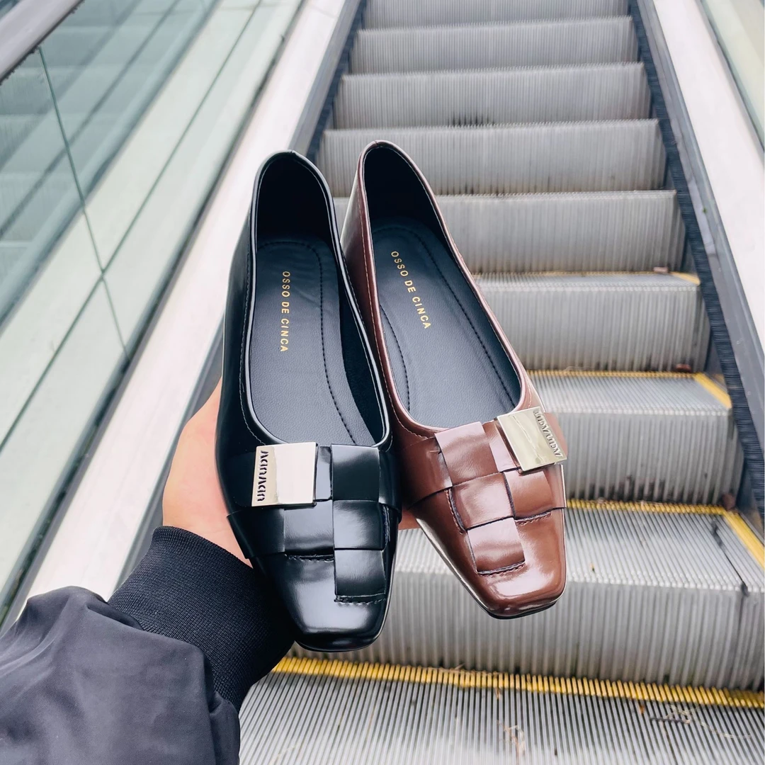 osso 编织单鞋女2024新款春季复古百搭温柔仙女晚鞋1398-01