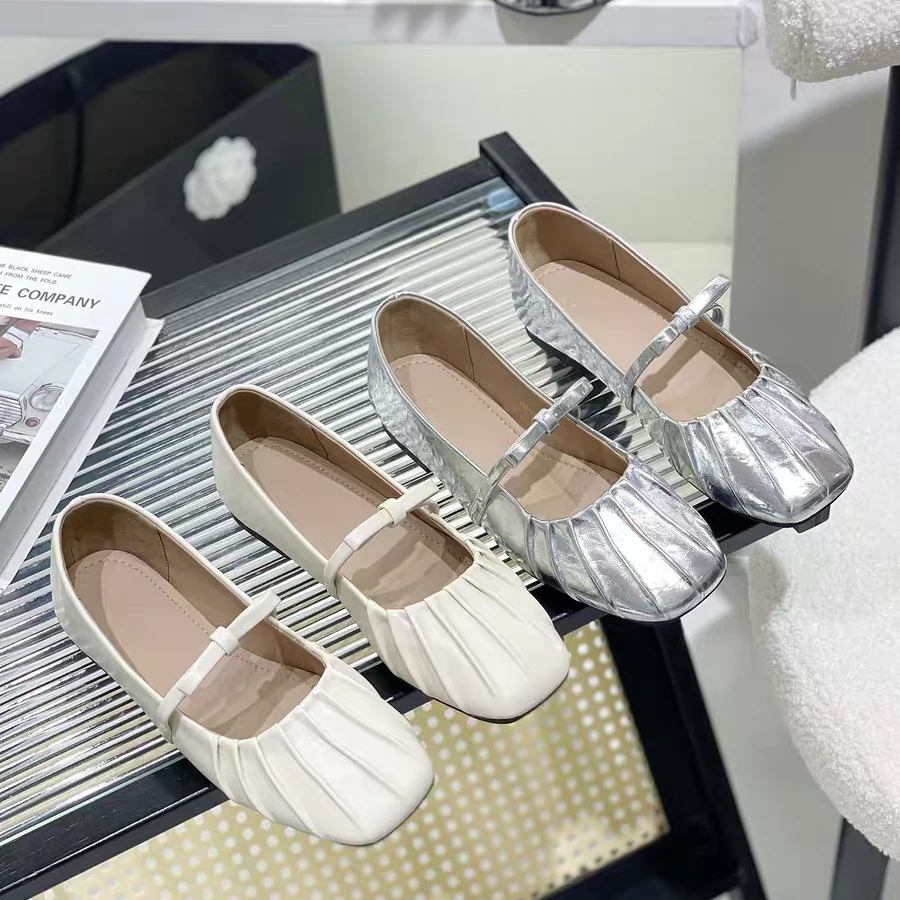 法式方头百搭单鞋女2024新款甜美蝴蝶结玛丽珍小皮鞋CSA 188-53