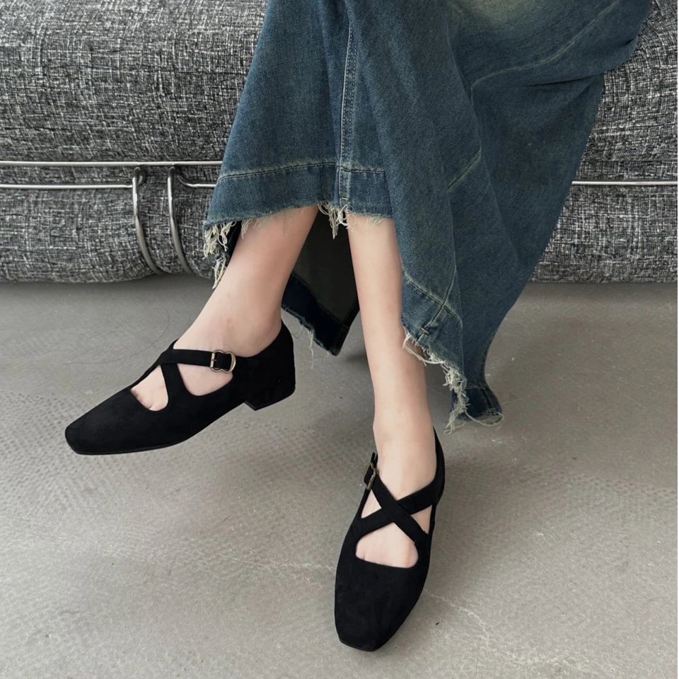 复古交叉带单鞋女2024秋季新款配裙子气质玛丽珍鞋 MLSY 88152