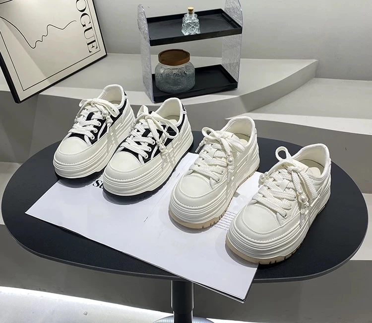 真皮厚底小白鞋女2024秋季新款透气时尚百搭休闲鞋 JCL 602-1