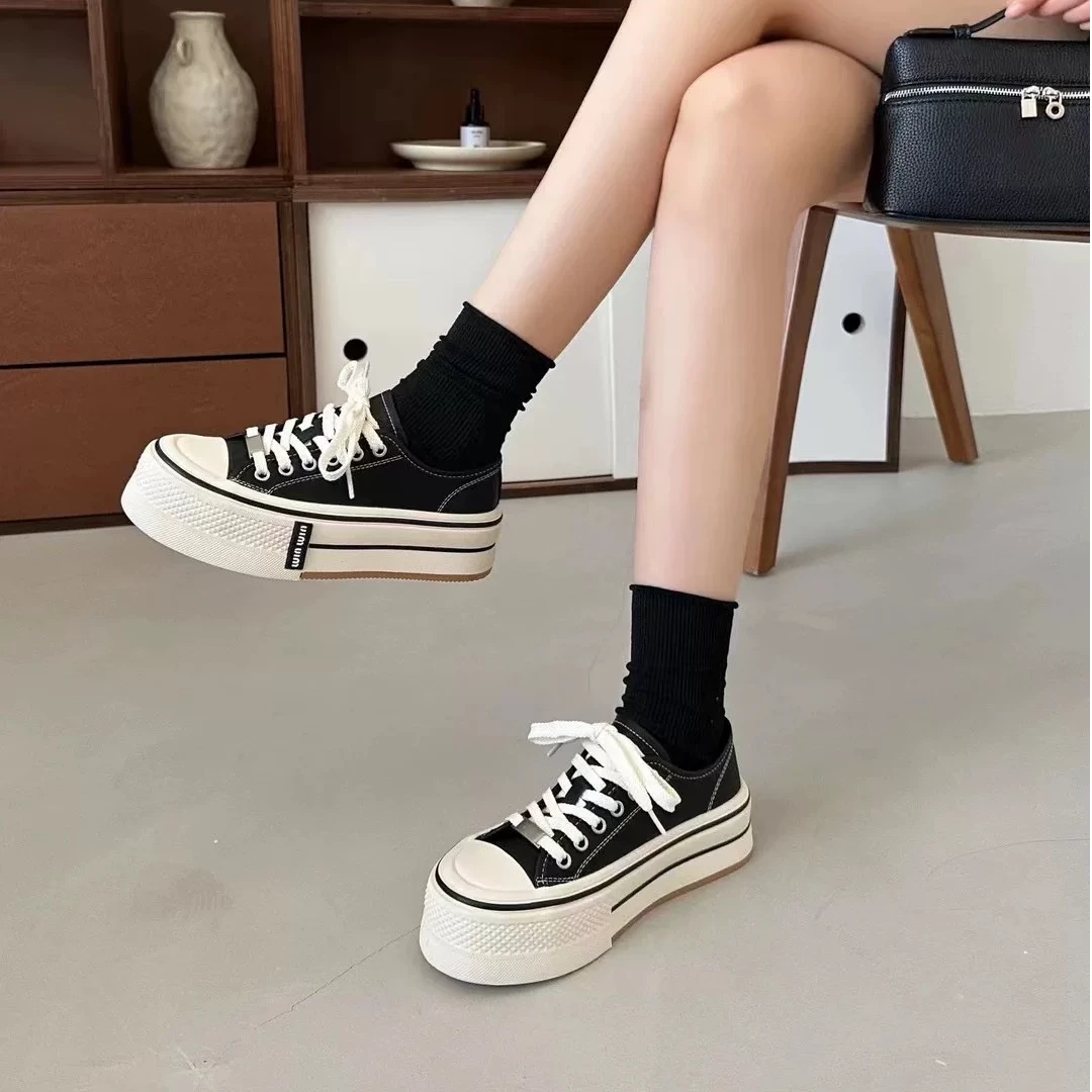 厚底经典款板鞋女2024秋季新款系带百搭运动休闲鞋 TW 6900-1370