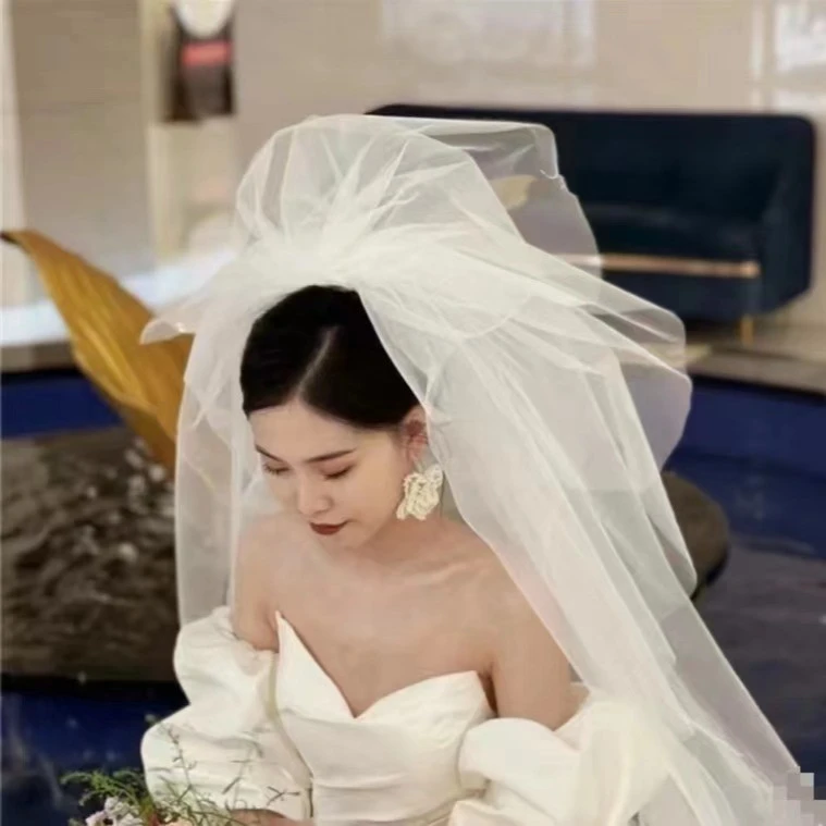 2003新款简约素纱时尚百搭头纱