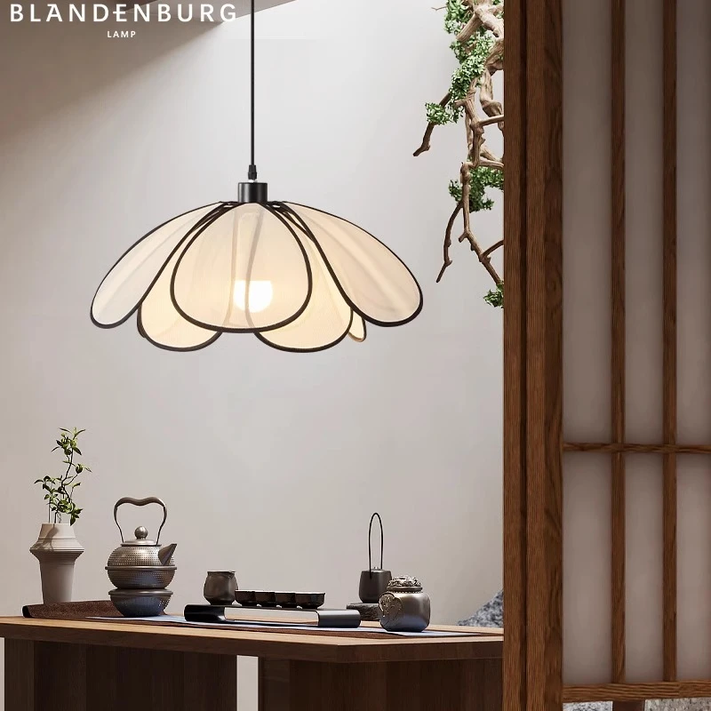 花瓣藤编吊灯日式禅意侘寂风网红吧台饭桌灯具造型创意艺术餐厅灯