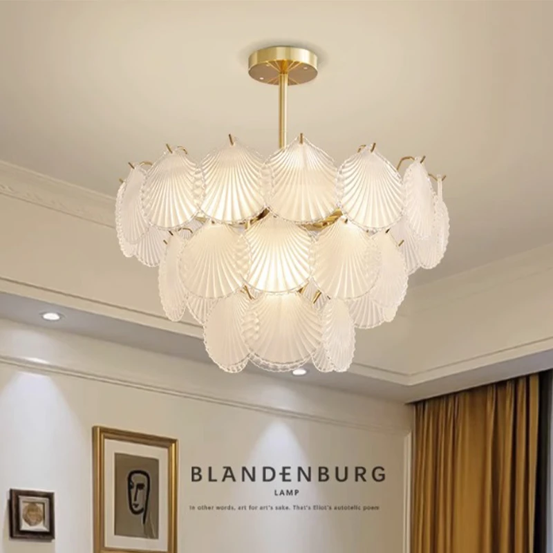 贝壳吊灯2023年新款法式轻奢水晶灯设计复古北欧客厅主灯