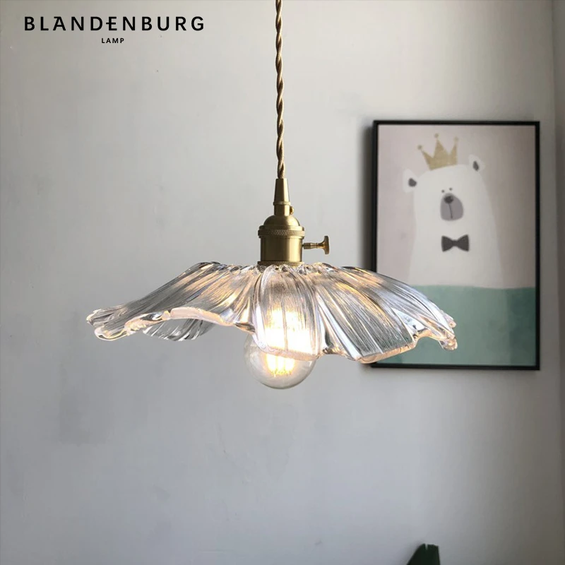 荷叶灯日式餐厅装饰吧台过道玄关轻奢灯饰网红ins北欧铜卧室吊灯