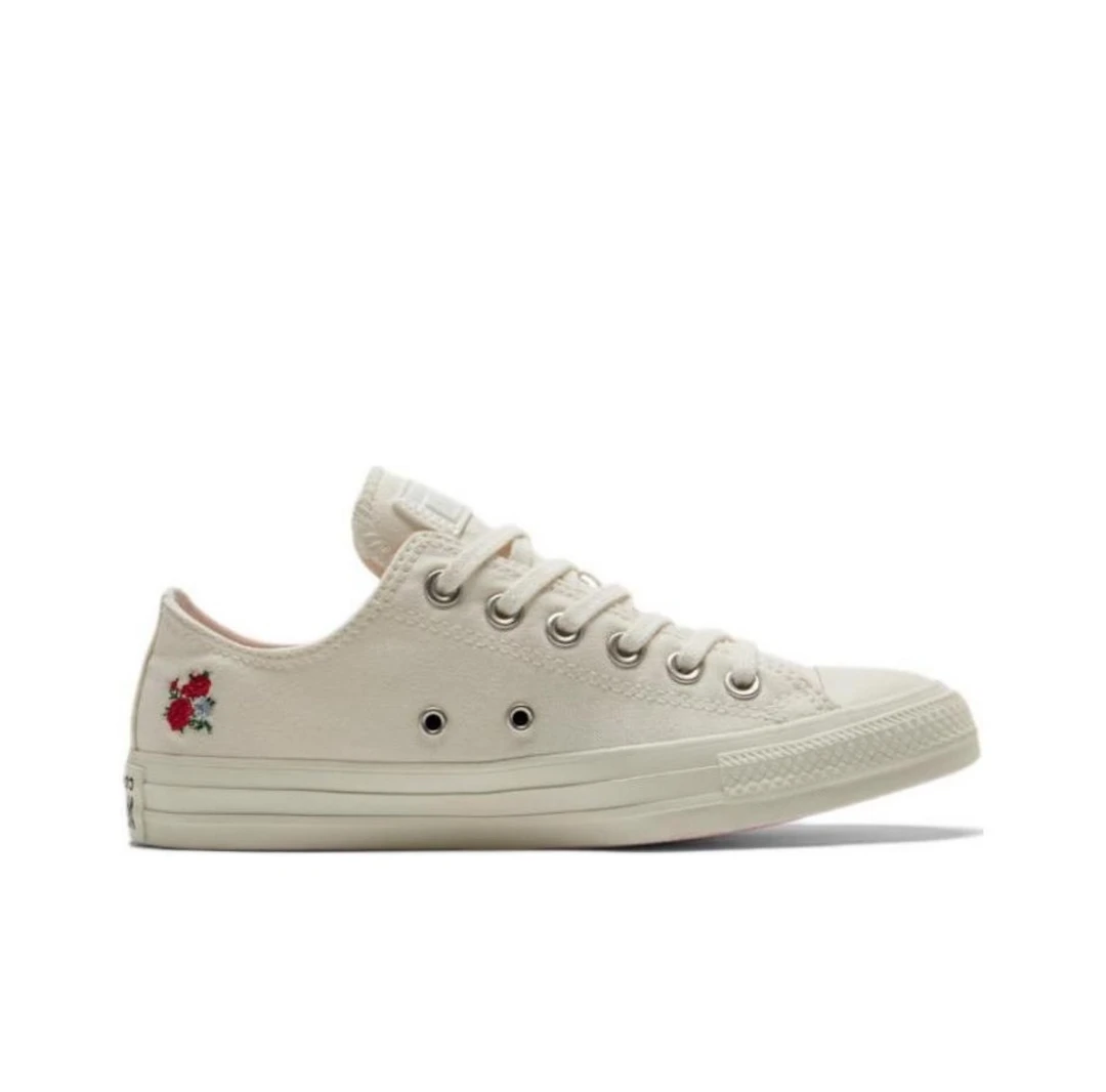 Converse All Star 刺绣 防滑耐磨 低帮帆布鞋女款米黄色/A05196C