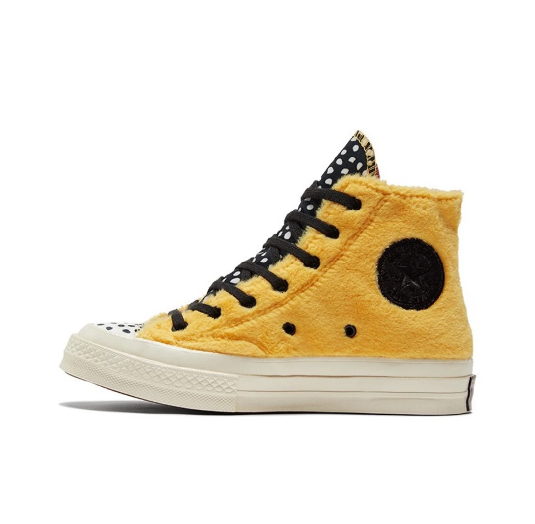 匡威1970s. 高帮毛毛帆布鞋玫瑰紫防滑耐磨休闲鞋 572050c