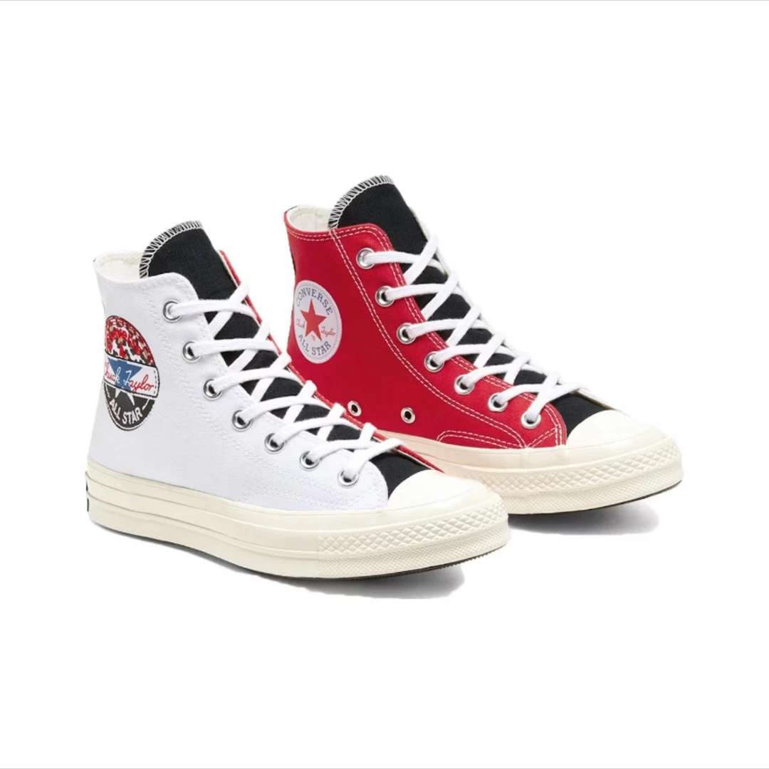 Converse匡威男女鞋新款Chuck 70高帮白红拼接复古 帆布鞋166747