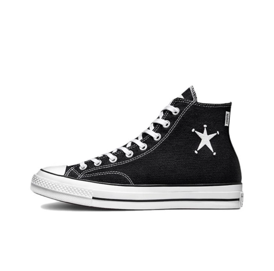 Stussy×Converse 联名款1970S黑色高帮帆布鞋/A01765C