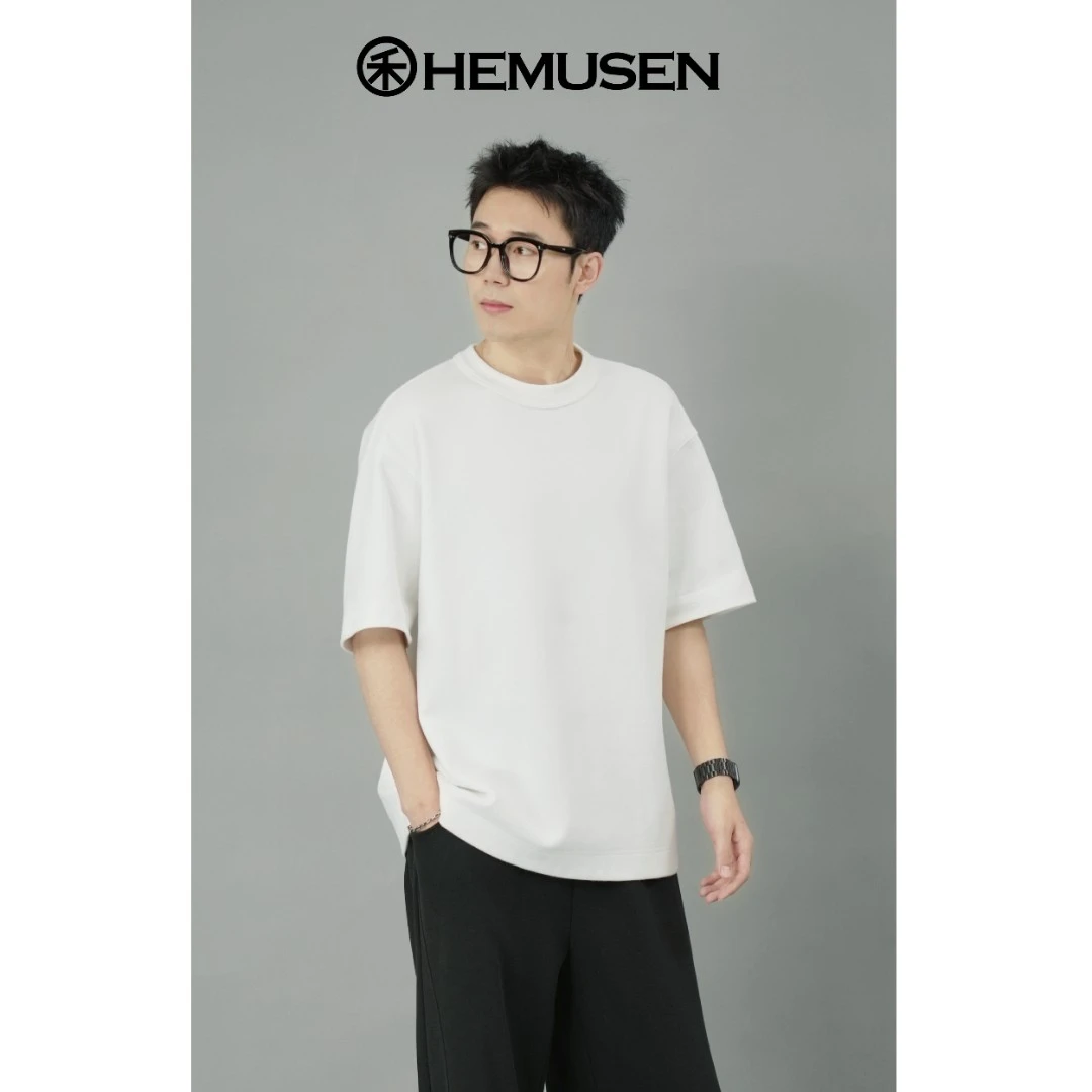 夏季时尚爆款休闲短袖日常穿搭宽松简约高克重男士T恤--2307T004