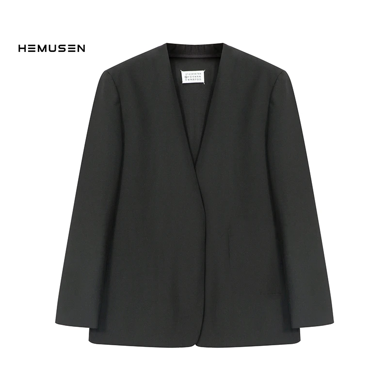 新款设计感无领无扣休闲舒适宽松时尚西装2308X037