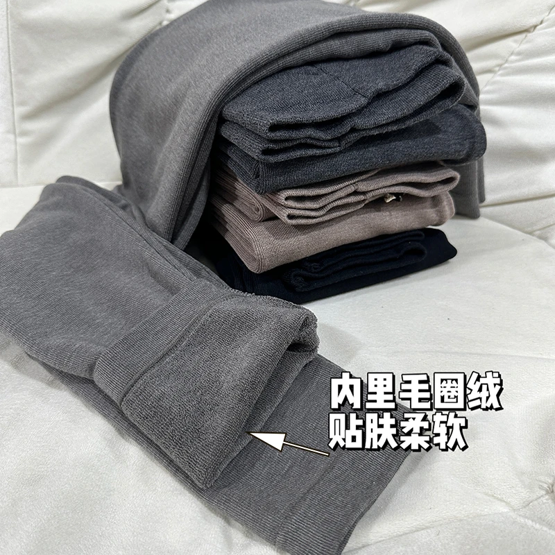 水靓花绵羊毛毛圈加绒加厚冬季女士打底裤秋裤保暖裤高腰修身贴身