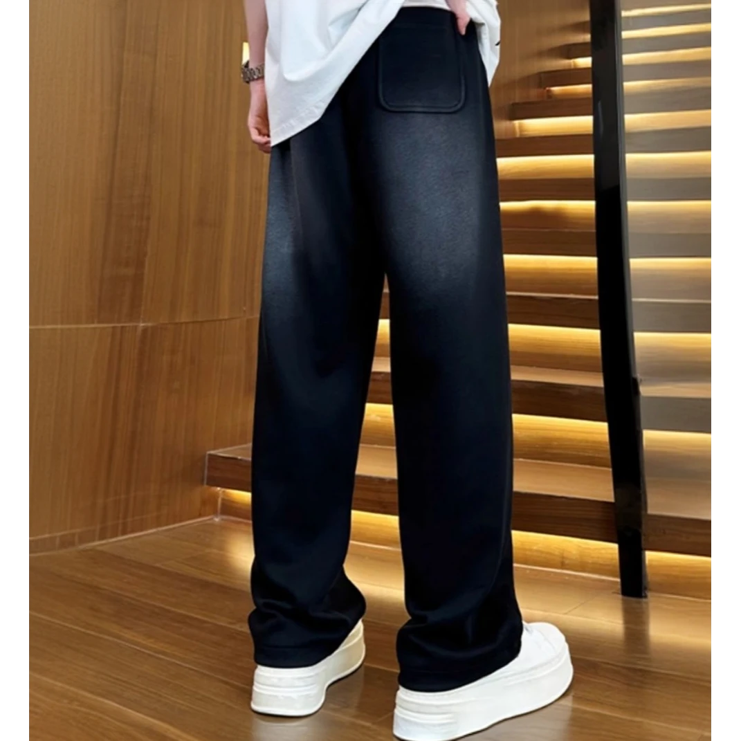 原版2024新款渐变裤子男生秋季潮流运动裤宽松直筒高级感休闲裤