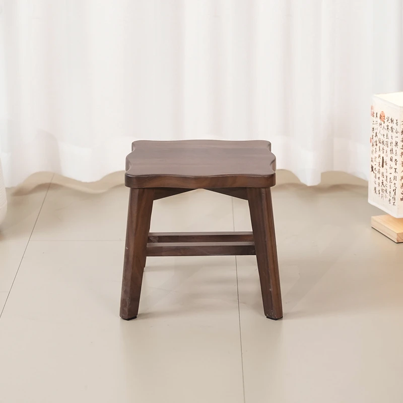 北美黑胡桃梅花小凳子家用客厅餐凳新中式