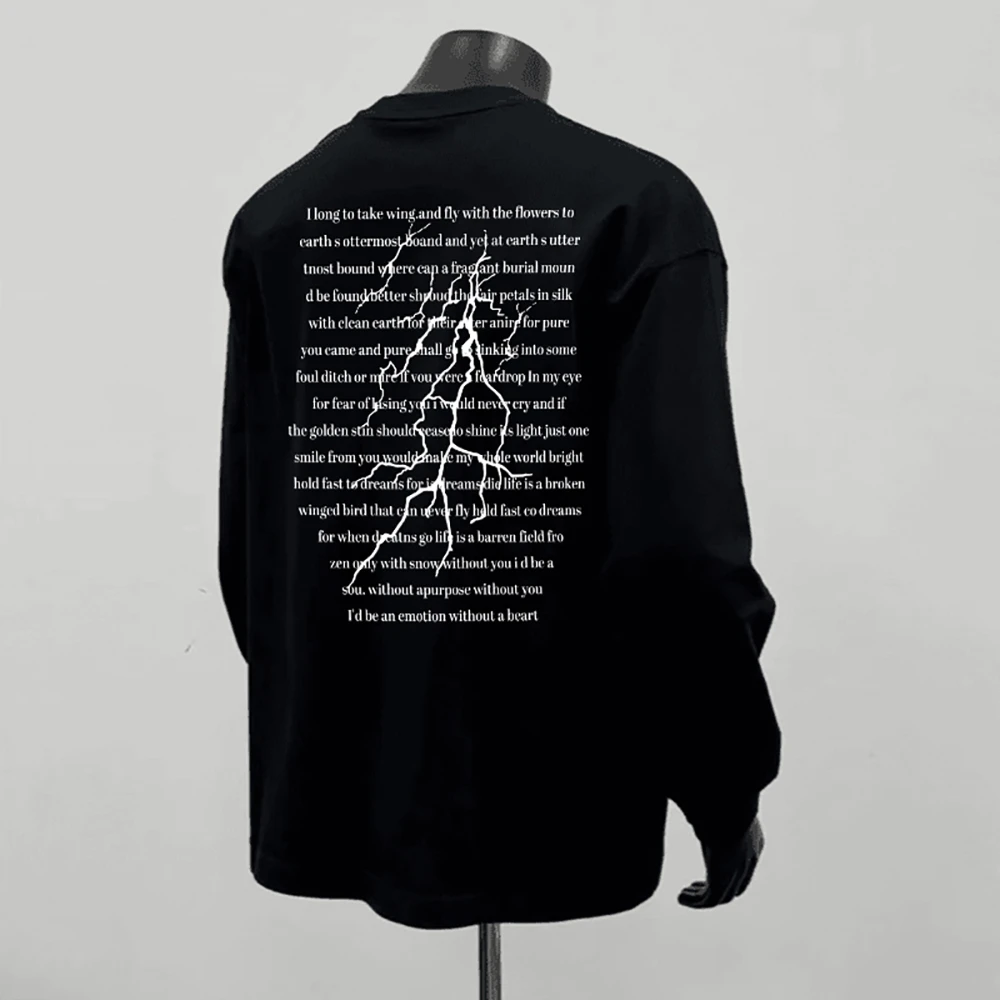 古梵沃【重磅纯棉】秋冬新款潮流宽松圆领休闲打底衫印花男长袖T恤