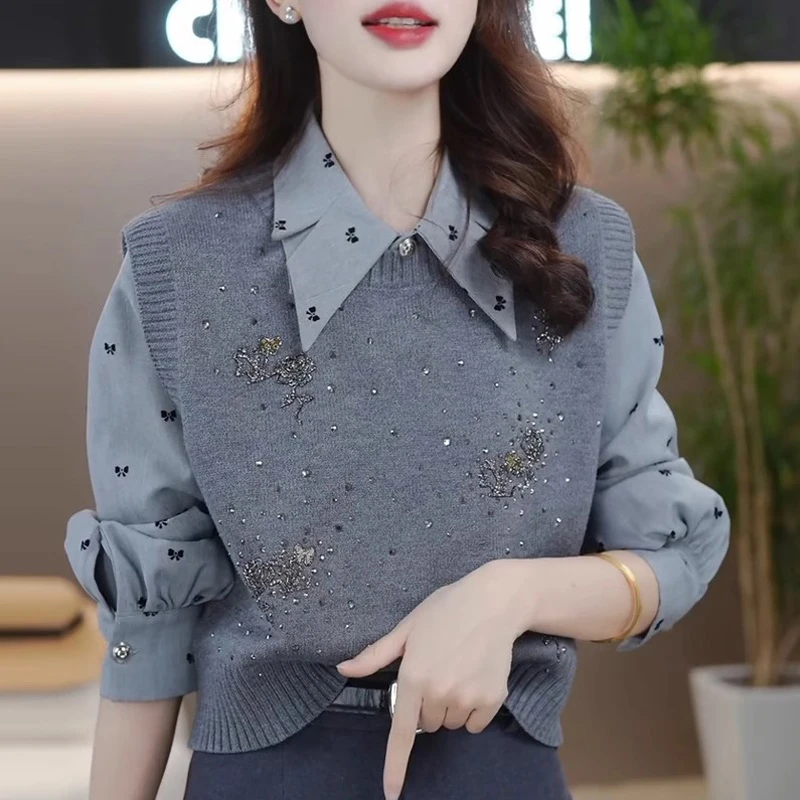 重工钉珠无袖针织马甲坎肩圆领设计感宽松马夹毛衣背心女外穿秋冬