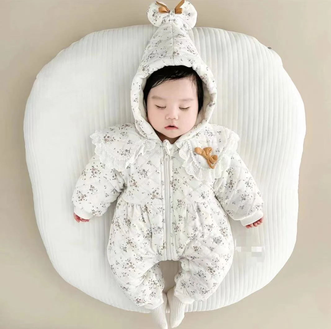 婴儿冬装棉衣女宝宝衣服超萌公主连体衣冬季加绒夹棉外出抱衣外套