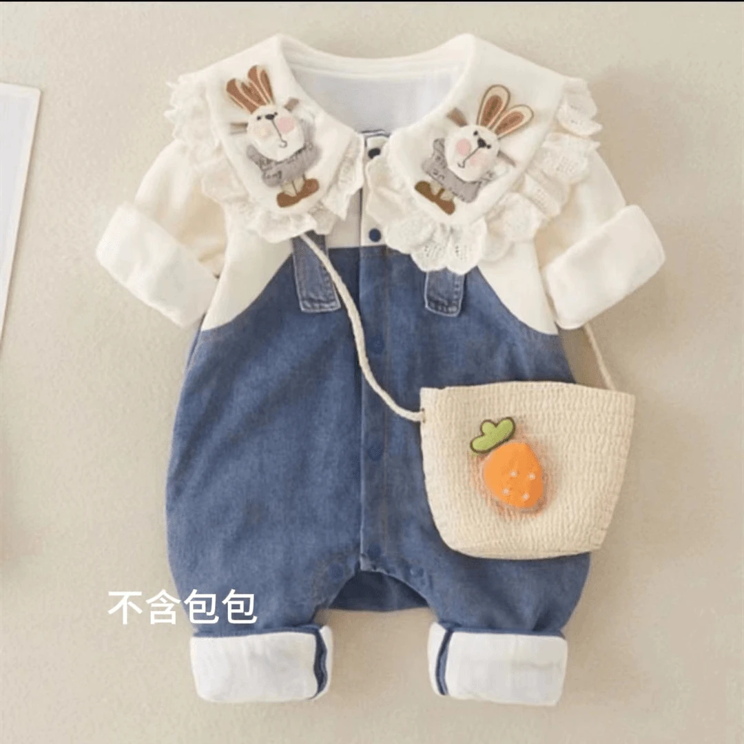 2025春秋季婴儿连体衣双层新生儿衣服哈衣洋气女宝宝哈衣公主春季