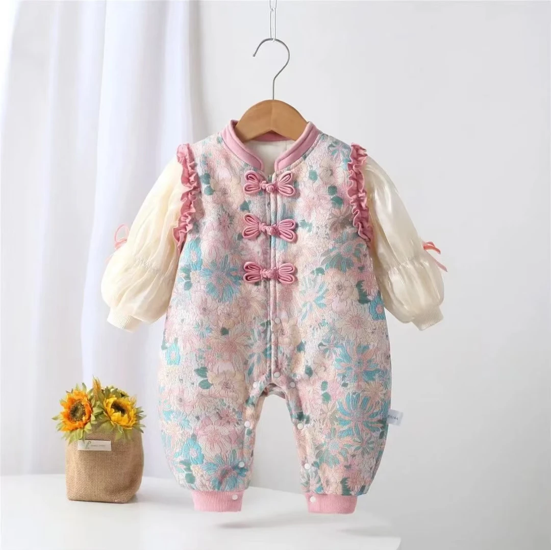 婴儿衣服秋冬连体衣唐装新生儿满月服周岁礼服唐装拜年服过年满月