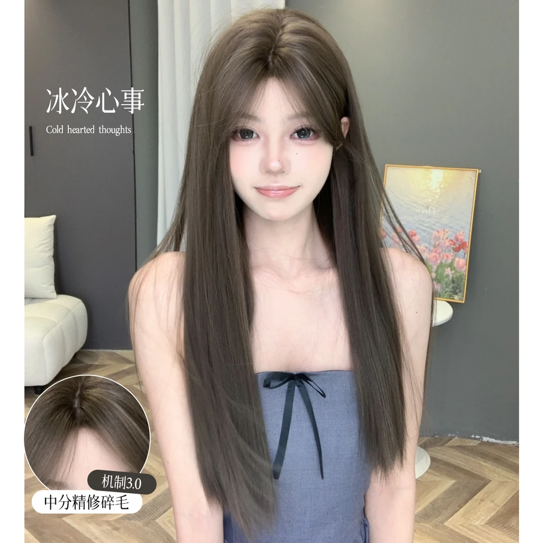 【冰冷心事】束朵假发自然气质网红日常lolita甜美中分刘海全头套