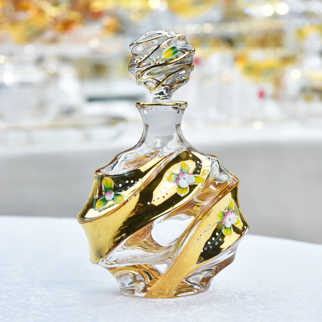 香水瓶真金珐琅花醒酒器迪拜创意工艺品轻奢高档欧式香氛瓶小25#