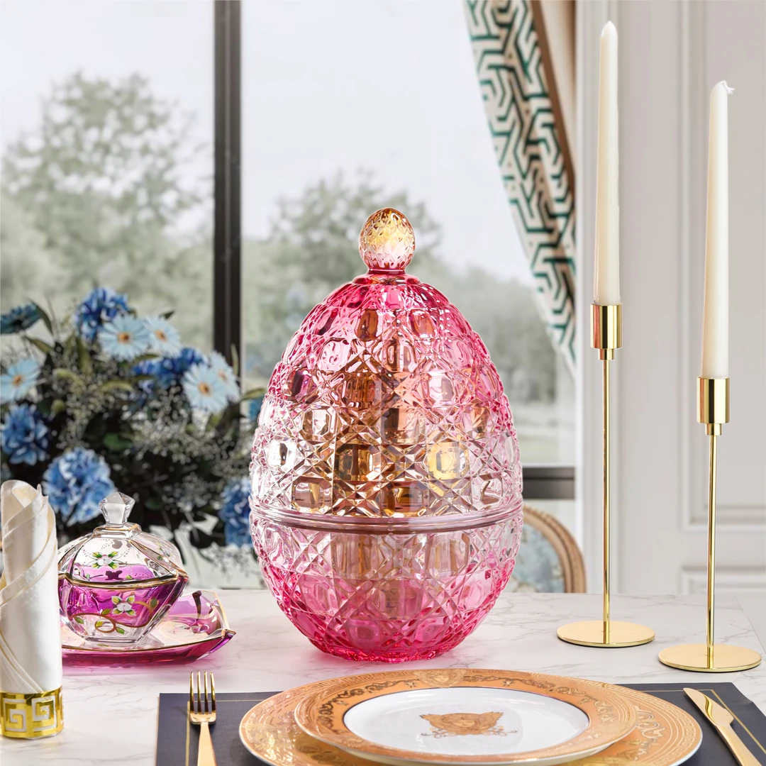 【金像】ENJOY.粉色戴妃心悦蛋系列太阳花雅致轻奢餐具/收纳盒摆件