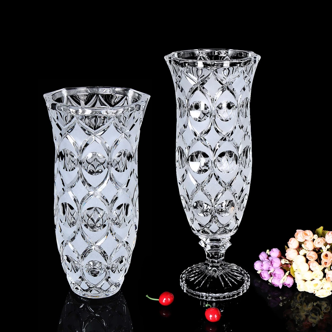 【金像】 H316八字花（带脚）花瓶 蒙一圈砂  欧式花器