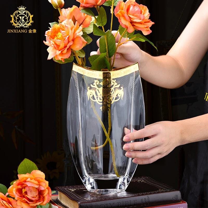 【金像】H235冰岛创意帆船花瓶欧式风格金钟杯高温花纸+描金