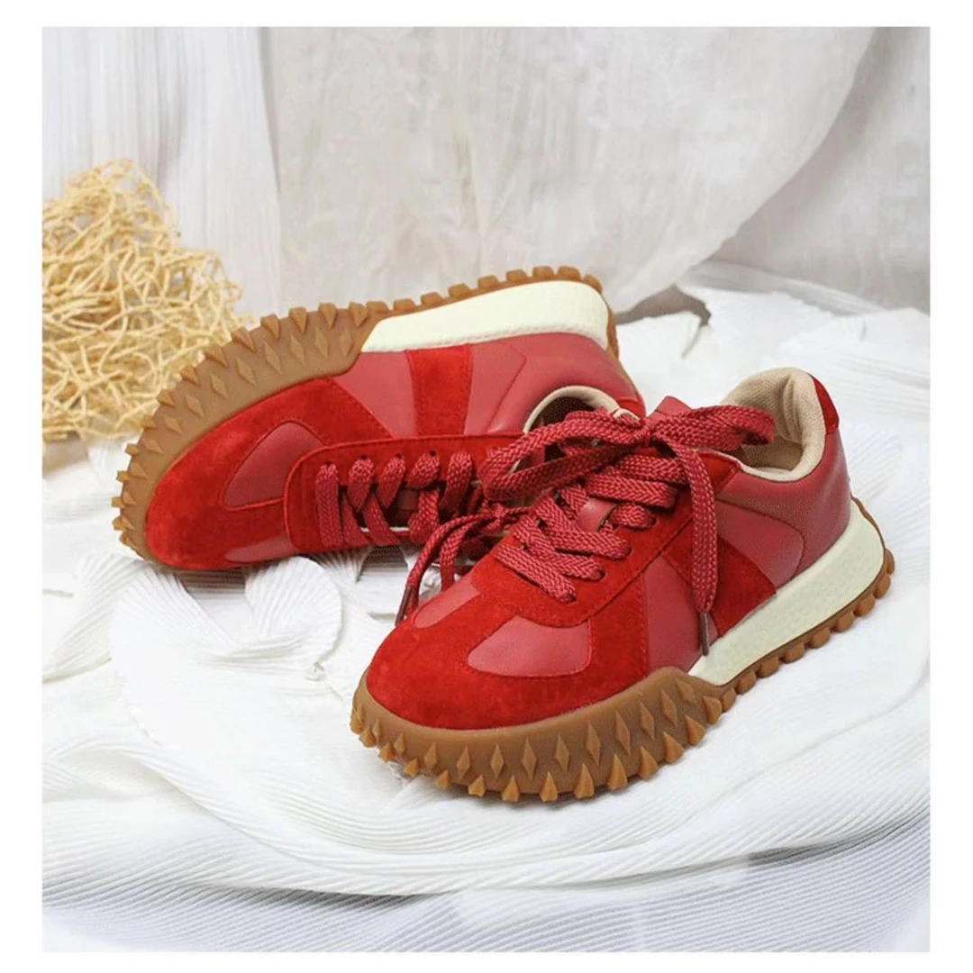 阿甘鞋女2024新款春秋皮厚底休闲软底透气德训运动鞋潮H1-4512