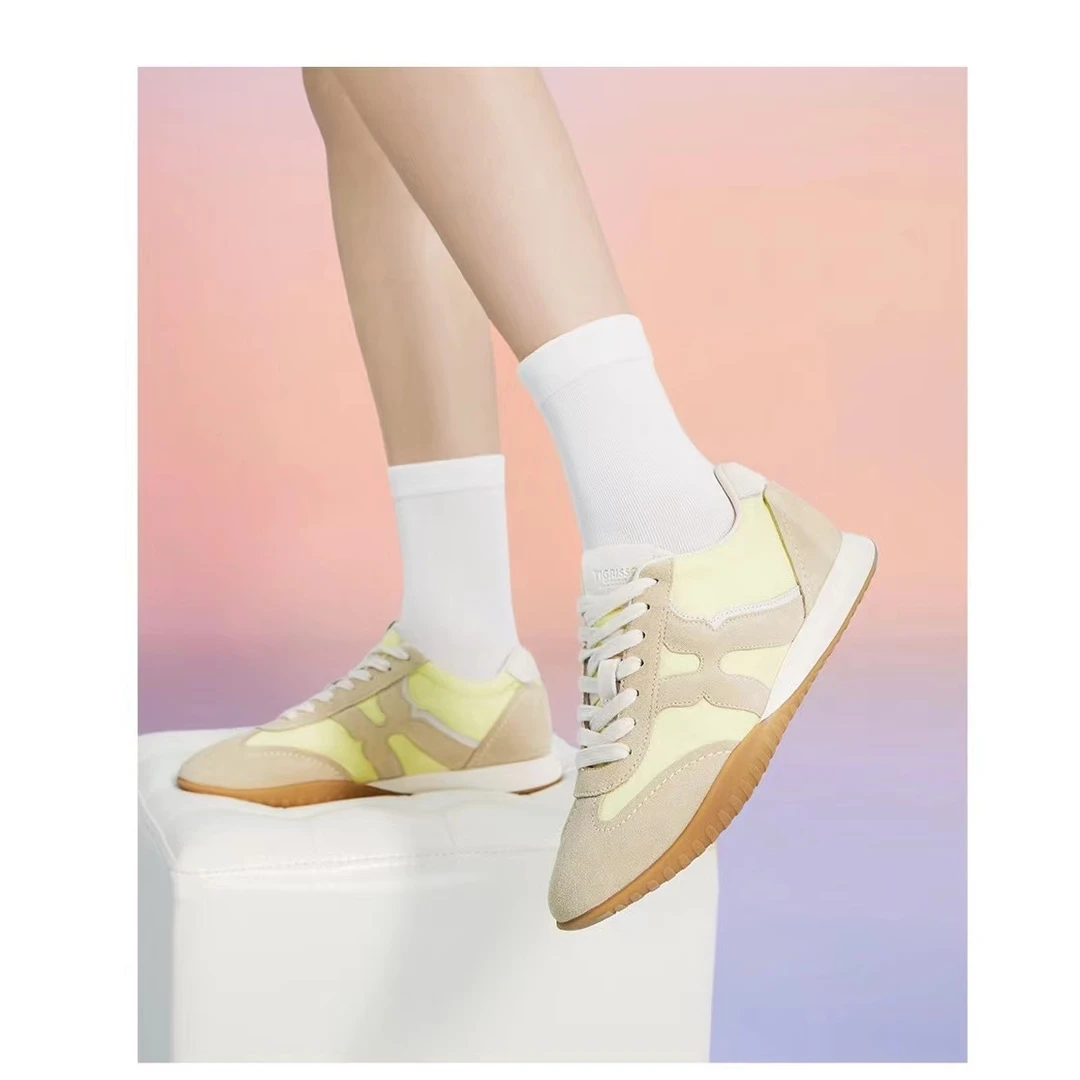 2024夏季新款银色时尚休闲运动鞋增高复古德训鞋女D8-6532-119