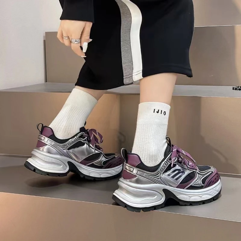 2024新款个性厚底彩色拼接老爹鞋休闲运动鞋学生潮鞋女S8-5404