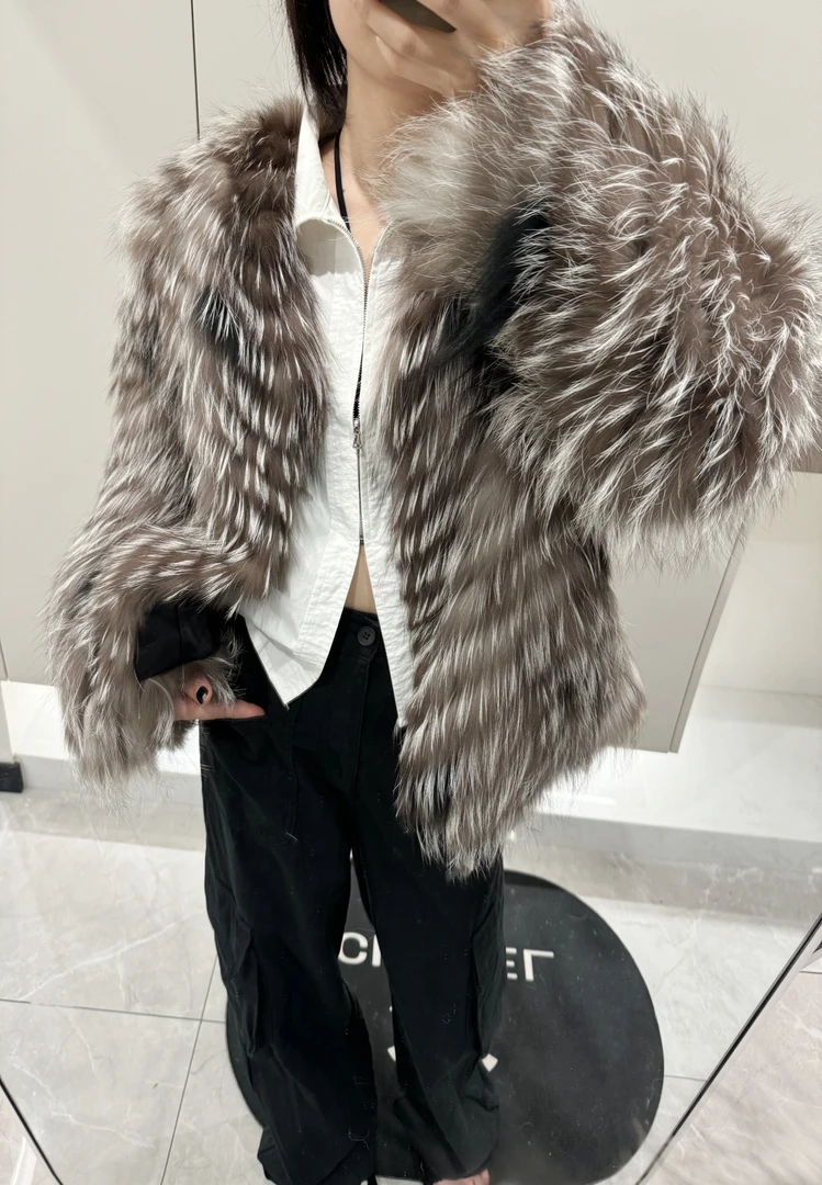 苏Su”月影狐“稀有狐彩狐复古撞色夹点显瘦狐狸毛皮草女