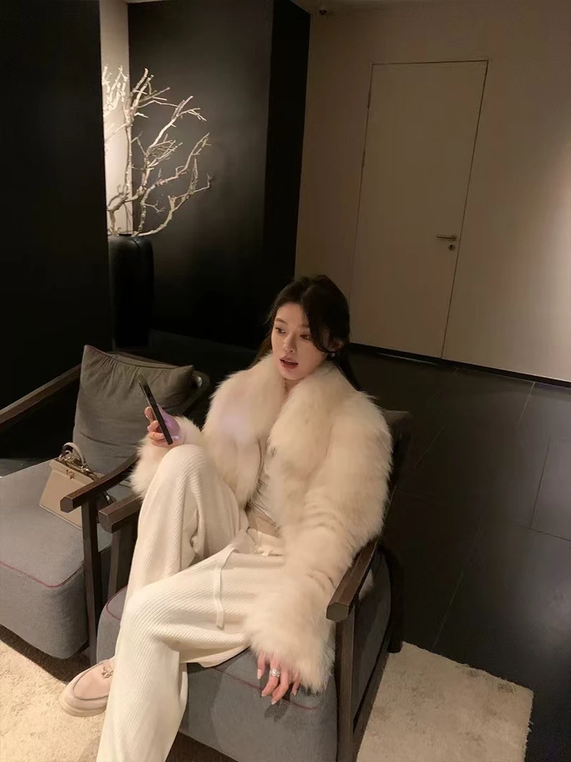 苏su"娇奢千金"豹纹晕染狐狸毛车条加密加厚冬装皮草外套