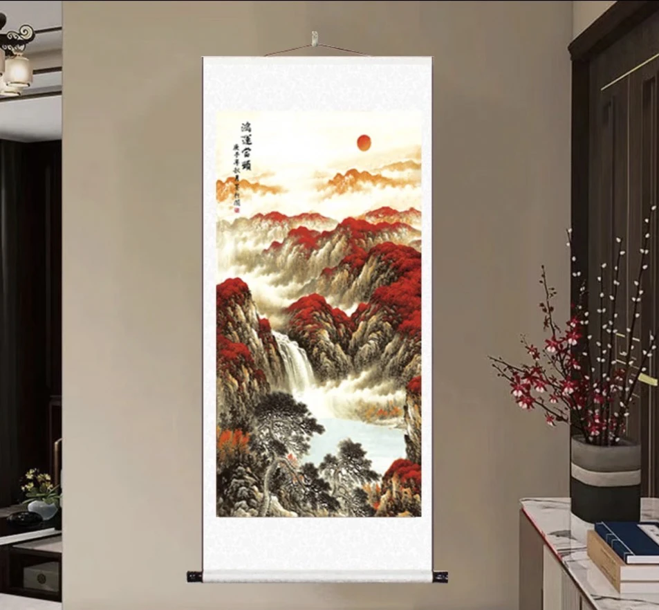 四尺《鸿运当头》样品微瑕-竖幅玄关客庭花鸟画