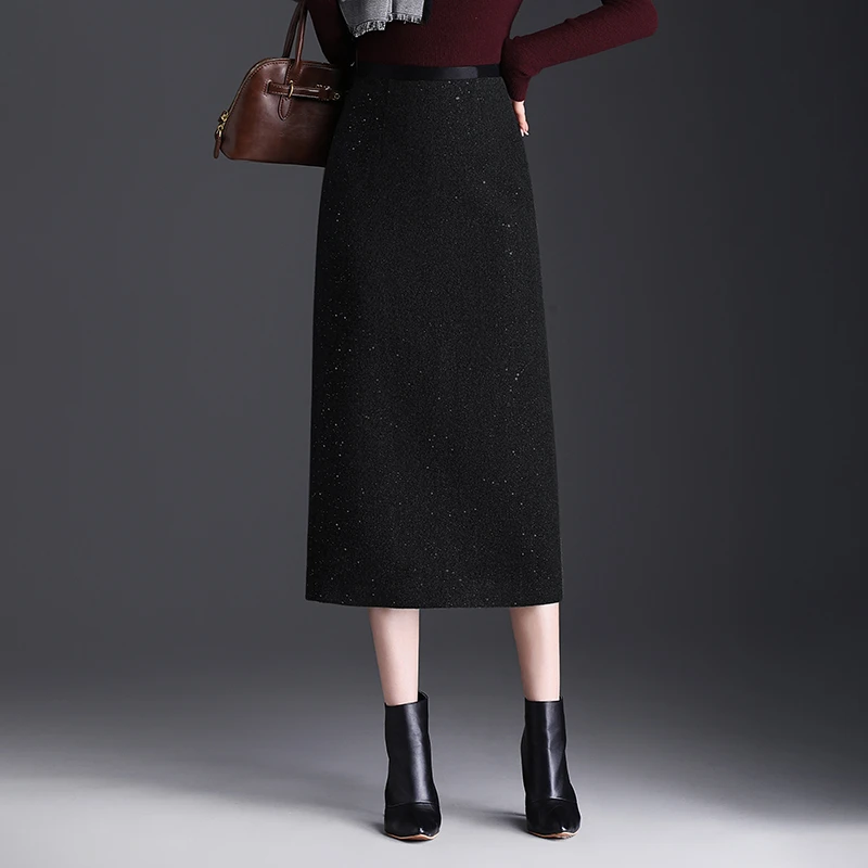 气质一步裙半身裙女秋冬2025新款显瘦开叉中长款包臀裙直筒