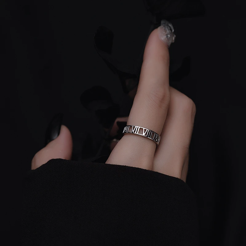 925银戒指 罗马数字戒指纯银小众级原创设计奢侈高级感设计开口戒