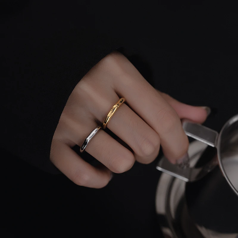 925银戒指 竹节纯银戒指原创设计INS风情侣百搭冷淡风小众开口戒