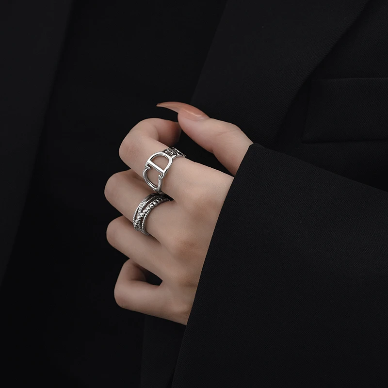 925银戒指 CD戒指轻奢小众高级感纯银戒情侣对戒精致生日礼物