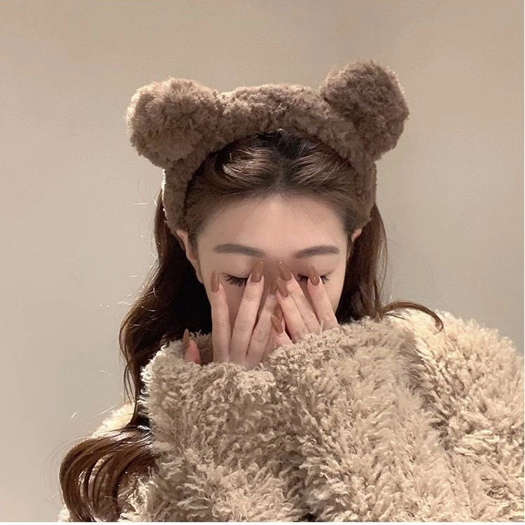 可爱秋冬新款耳朵家居发箍毛绒发饰洗脸化妆发箍刘海发饰女