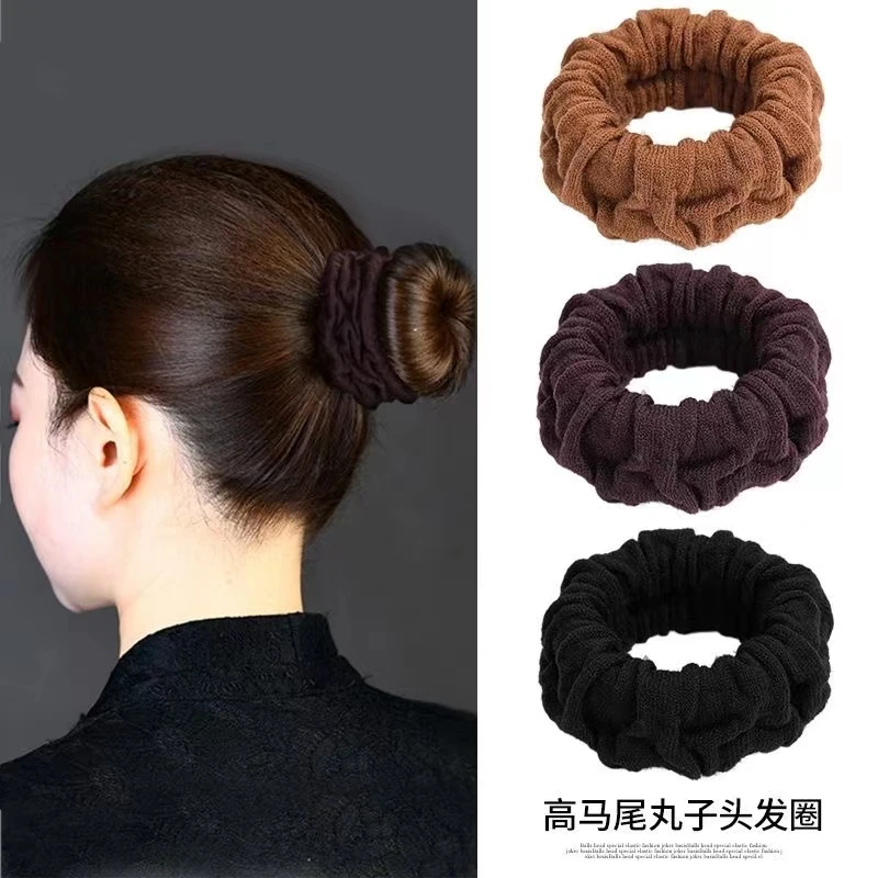 百搭高马尾丸子头发圈加粗头绳女新款高弹力耐用无接缝发绳皮筋