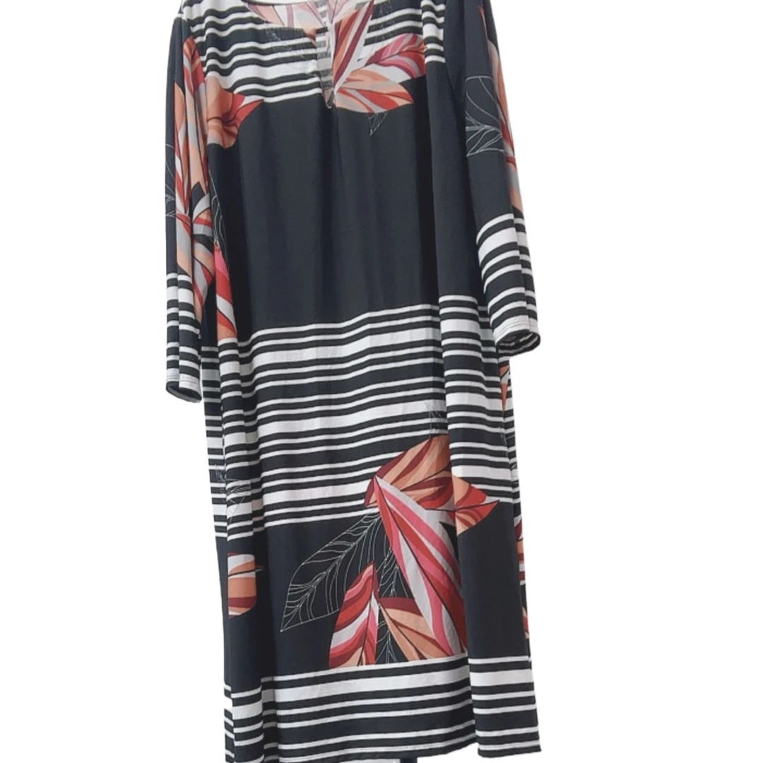 大码女装（008款）黑白条大树叶.面料软.弹力大