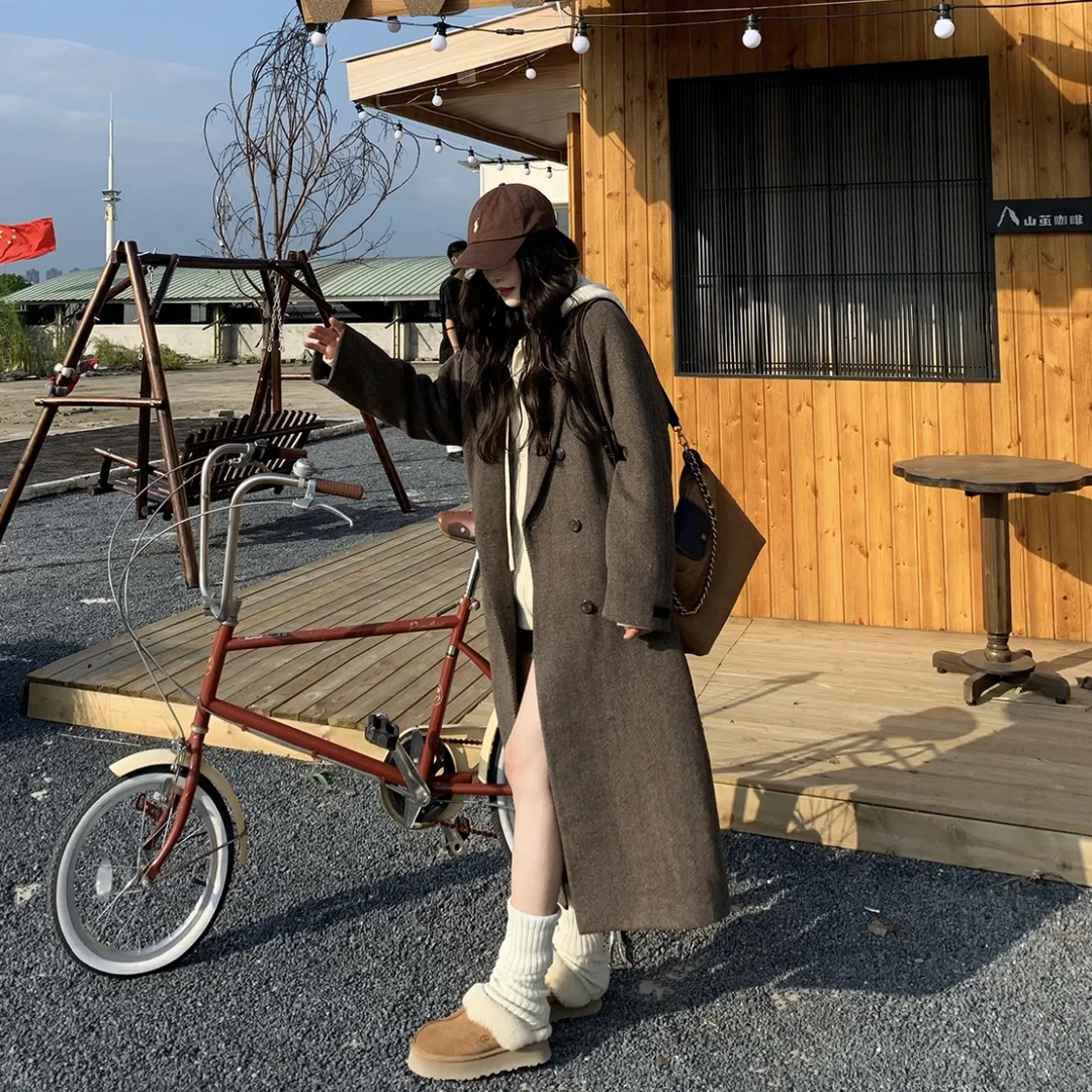 241-250轻奢秋冬羊毛大衣气质时尚百搭长款双面呢加厚