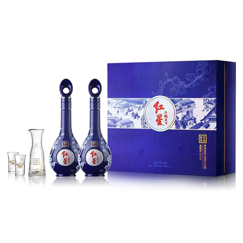 红星52度红星二锅头（蓝花十五礼盒）500ml*2 1盒/袋【清香型】52度