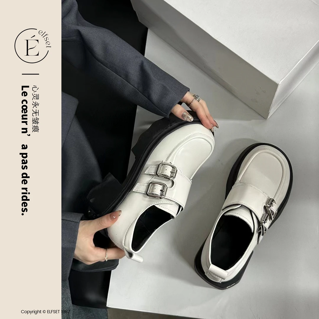 ÉLFSET | 波士顿学院~厚底小皮鞋女一脚蹬老钱风乐福鞋-ESE-5706