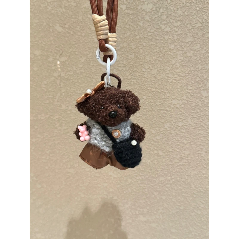 原创手作皮裤毛衣泰迪钥匙扣包包挂件