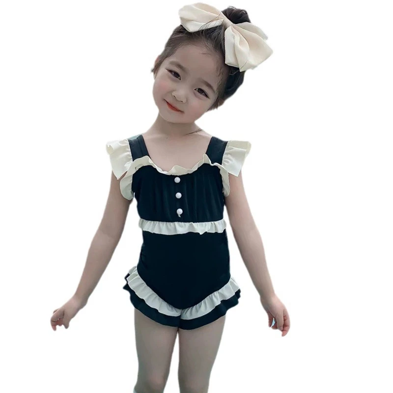 儿童泳衣女童涤纶小清新可爱宝宝个性连体泳装泡温泉度假泳衣洋气