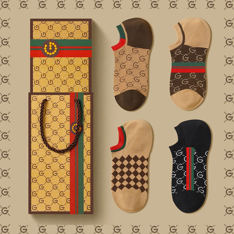 新款GDAD男士隐形棉袜子夏季印花运动潮流百搭复古颜色透气礼礼盒