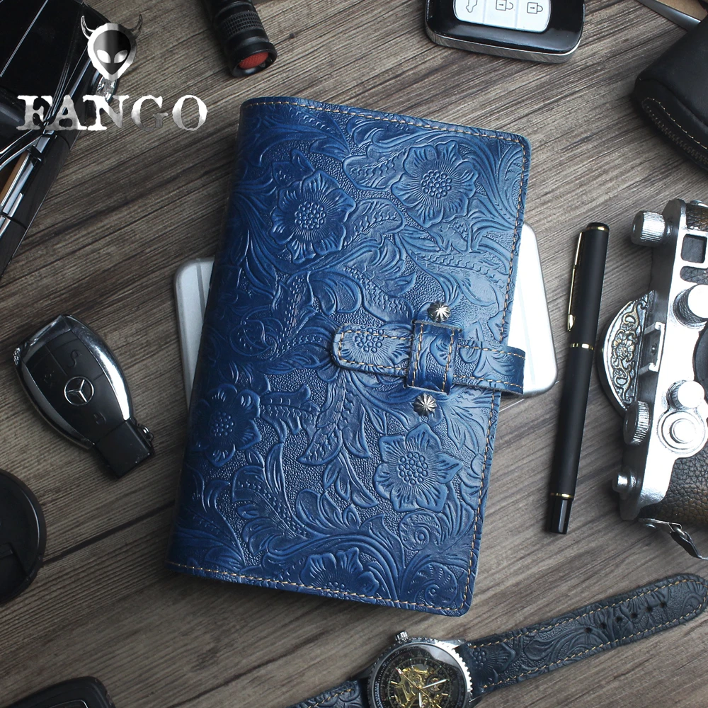 牛皮手账本旅行笔记本手工雕花真皮复古记事本活页夹日记本礼品A6