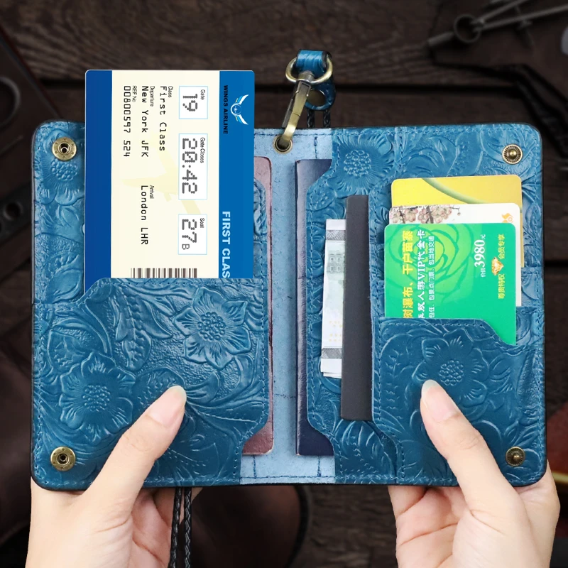 手工真皮旅行护照包男女护照保护套牛皮挂脖机票便携出国证件包潮