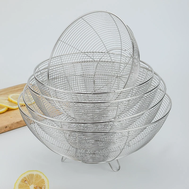 食品级不锈钢水果篮沥水篮家用客厅镂空水果篮厨房新款圆形洗菜篮